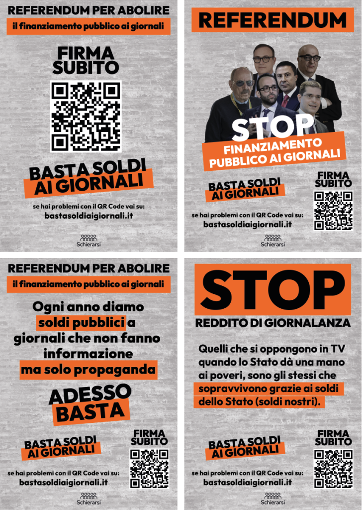 2 Anteprima Volantini Basta soldi ai giornali Stampa Muro Chiaro - Schierarsi