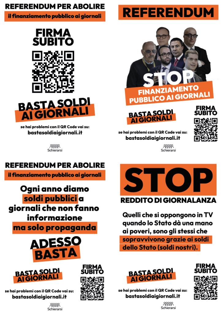 2 Anteprima Volantini Basta soldi ai giornali Stampa Sfondo Bianco - Schierarsi