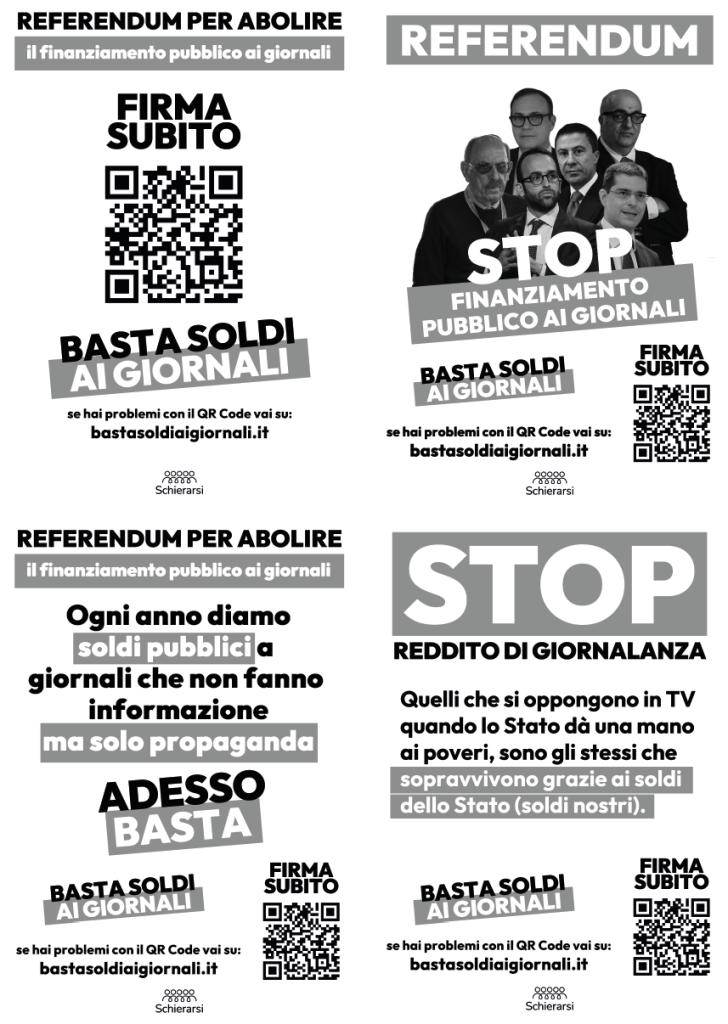 2 Anteprima Volantini Basta soldi ai giornali Stampa bianco e nero - Schierarsi